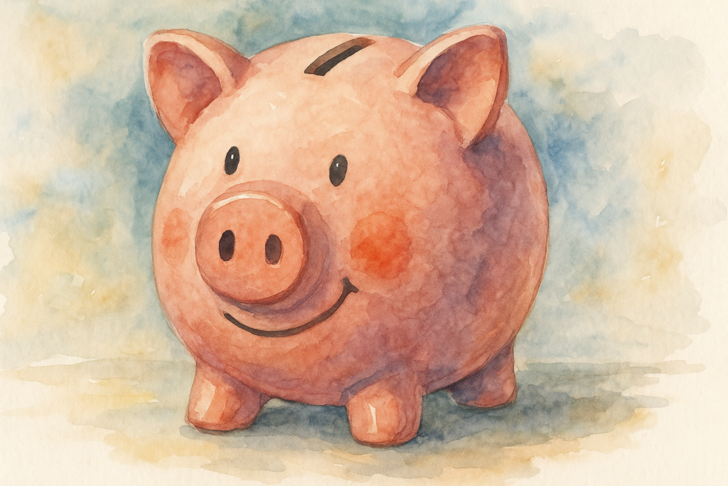 Cochon tirelire en aquarelle